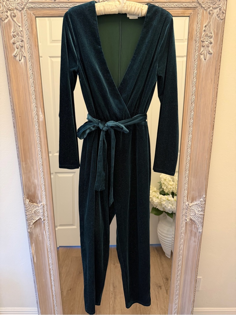 Lovers + Friends Emerald Velvet Wrap Jumpsuit